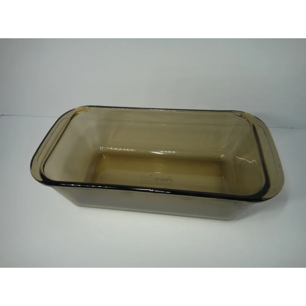 Pyrex Visions Amber Brown Glass Loaf Pan 1.5L Rectangular Baking Dish #213 VTG